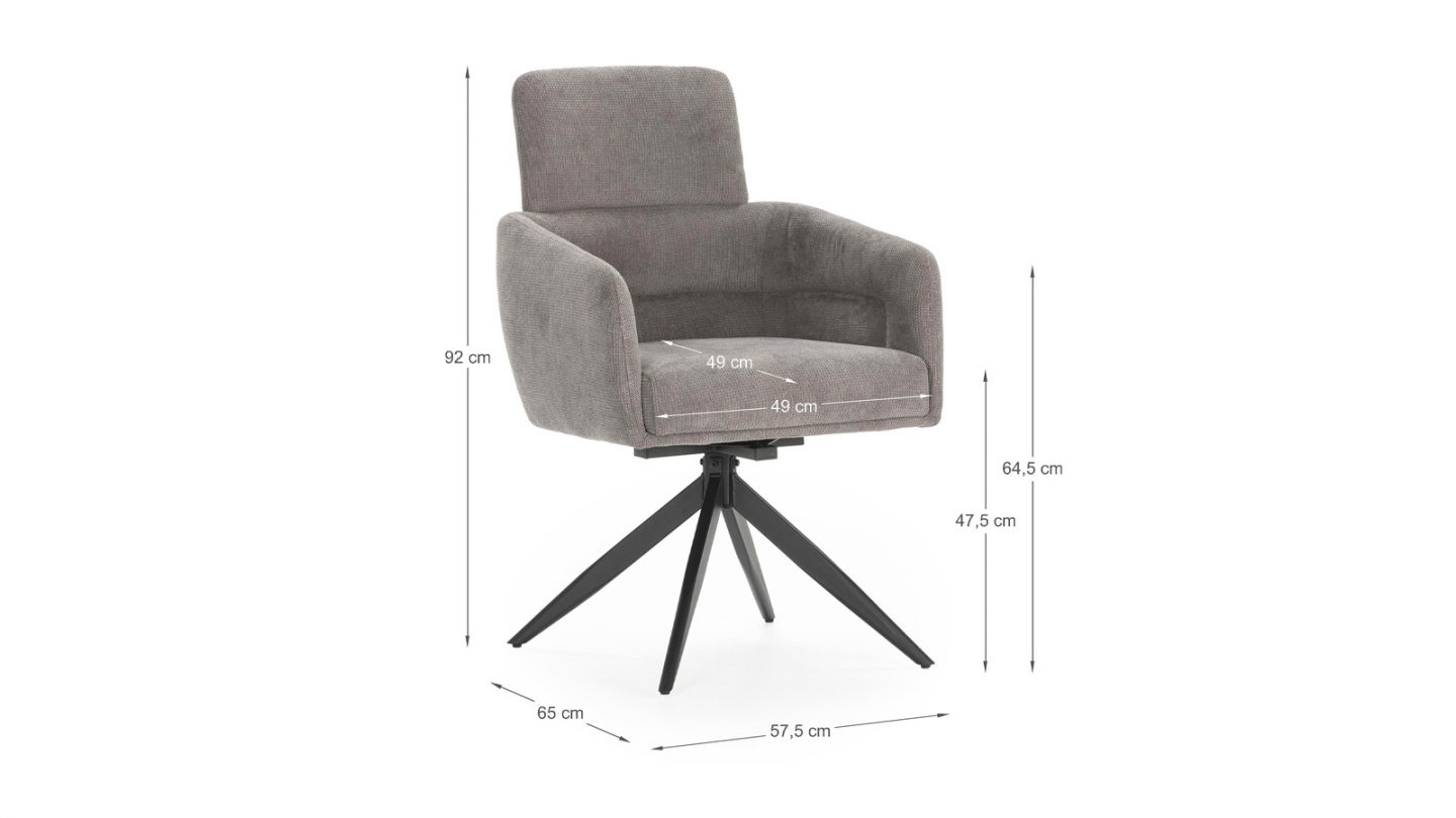 Lot de 2 fauteuils de table pivotants en tissu gris foncé - Alvar