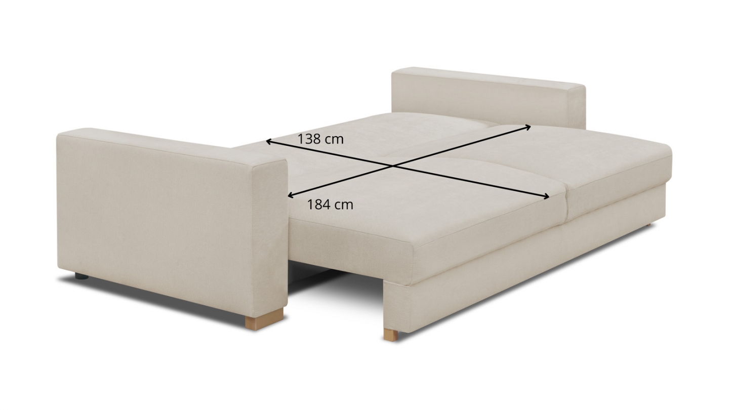 Canapé convertible 3 places en tissu chenille beige - Robin