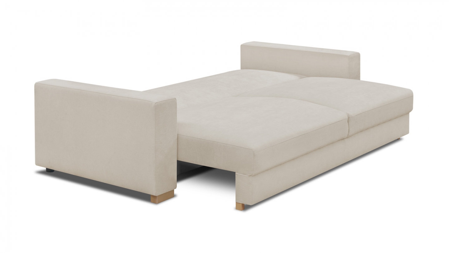 Canapé convertible 3 places en tissu chenille beige - Robin