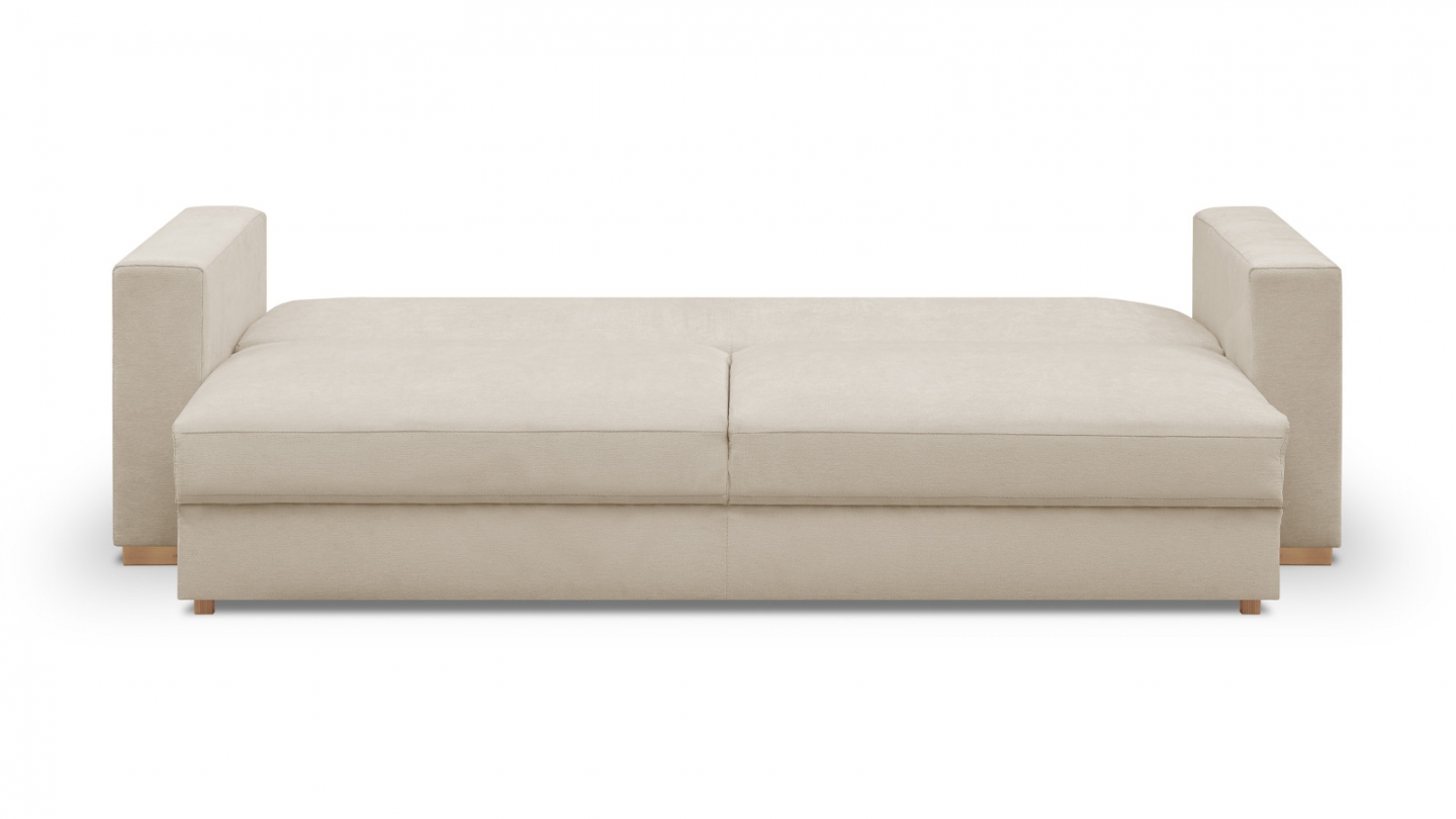 Canapé convertible 3 places en tissu chenille beige - Robin
