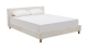 Lit adulte 140x190 cm avec tête de lit capitonnée en tissu bouclé beige - Milo