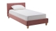Lit adulte 90x190 cm avec tête de lit capitonnée en velours vieux rose - Milo