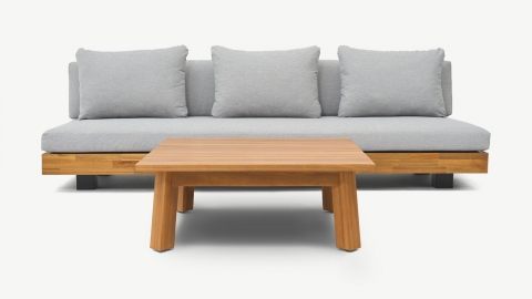 Salon de jardin 3 places en bois FSC - Canapé 3 pl. et table basse - Capri