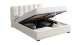 Lit coffre adulte 140x190 cm avec sommier et tête de lit capitonnée en tissu bouclé beige - Lola