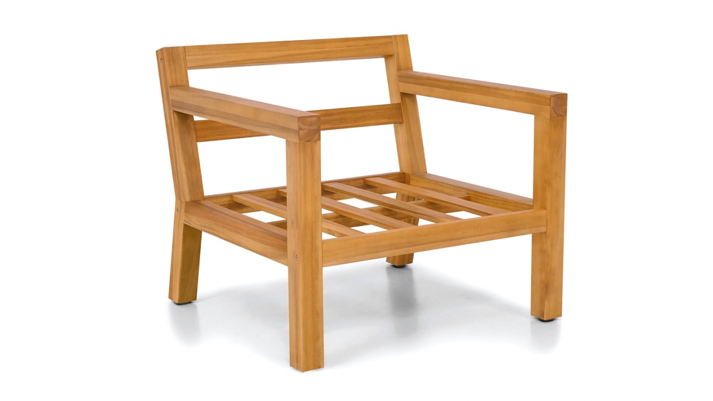 Salon de jardin 4 places en bois FSC - 4 fauteuils et table basse - Palau