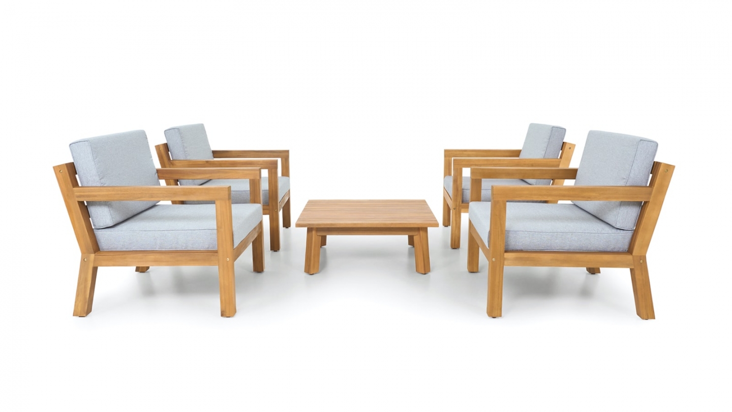 Salon de jardin 4 places en bois FSC - 4 fauteuils et table basse - Palau