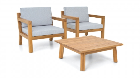 Salon de jardin 2 places en bois FSC - 2 fauteuils et table basse - Palau