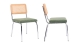 Lot de 2 chaises en métal chromé, cannage naturel et tissu bouclé vert kaki - Paula