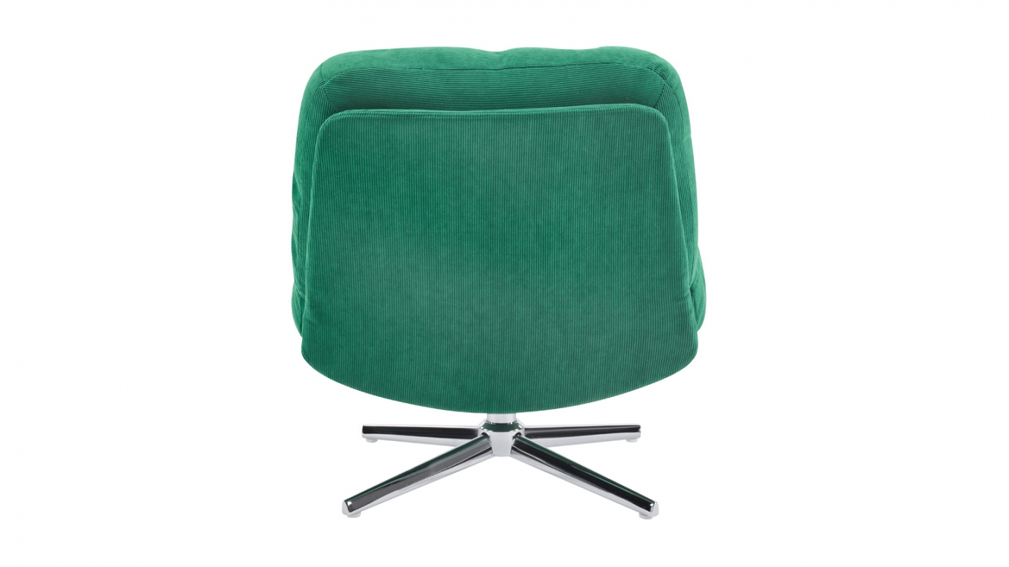 Fauteuil pivotant en velours côtelé vert électrique et piètement chromé - Julia