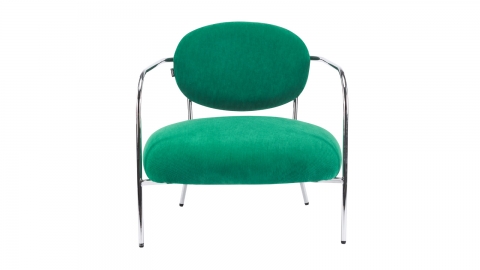 Fauteuil en velours côtelé vert électrique et piètement chromé - Léon