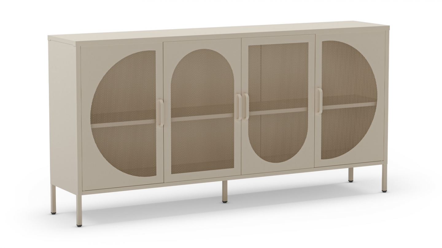 Buffet 4 portes en métal beige 160 cm - Inoa