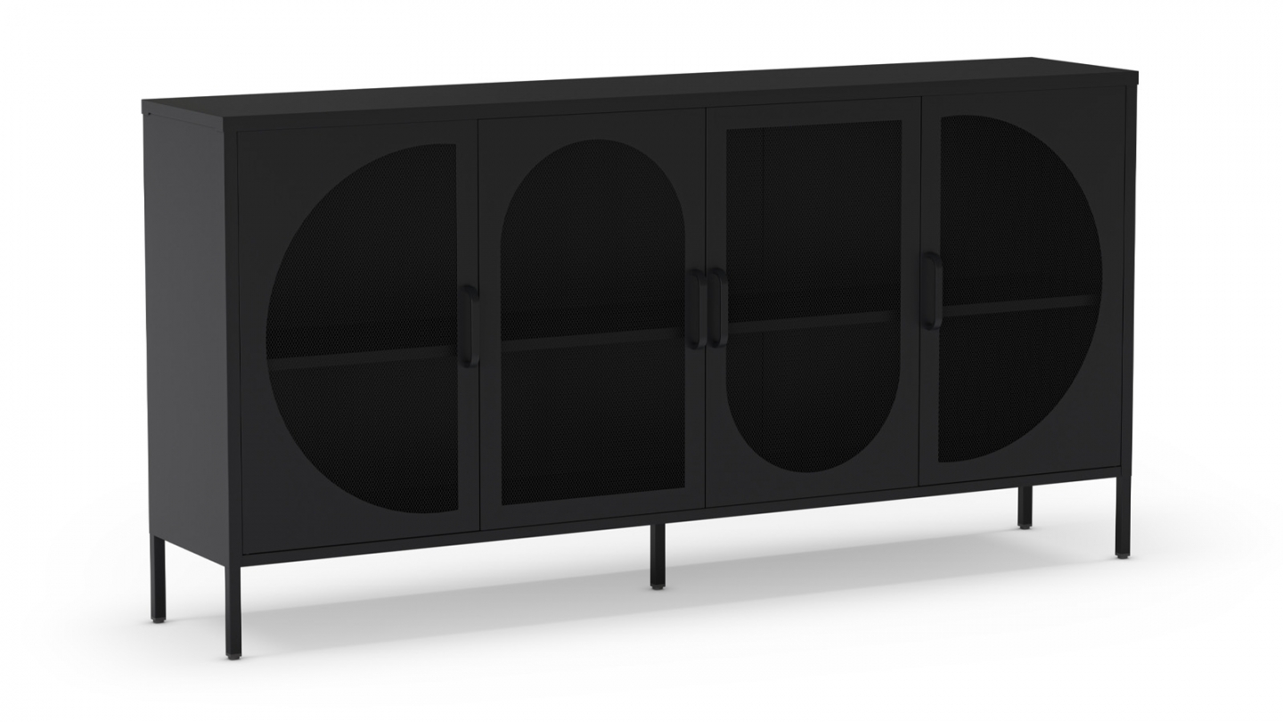 Buffet 4 portes en métal noir 160 cm - Inoa