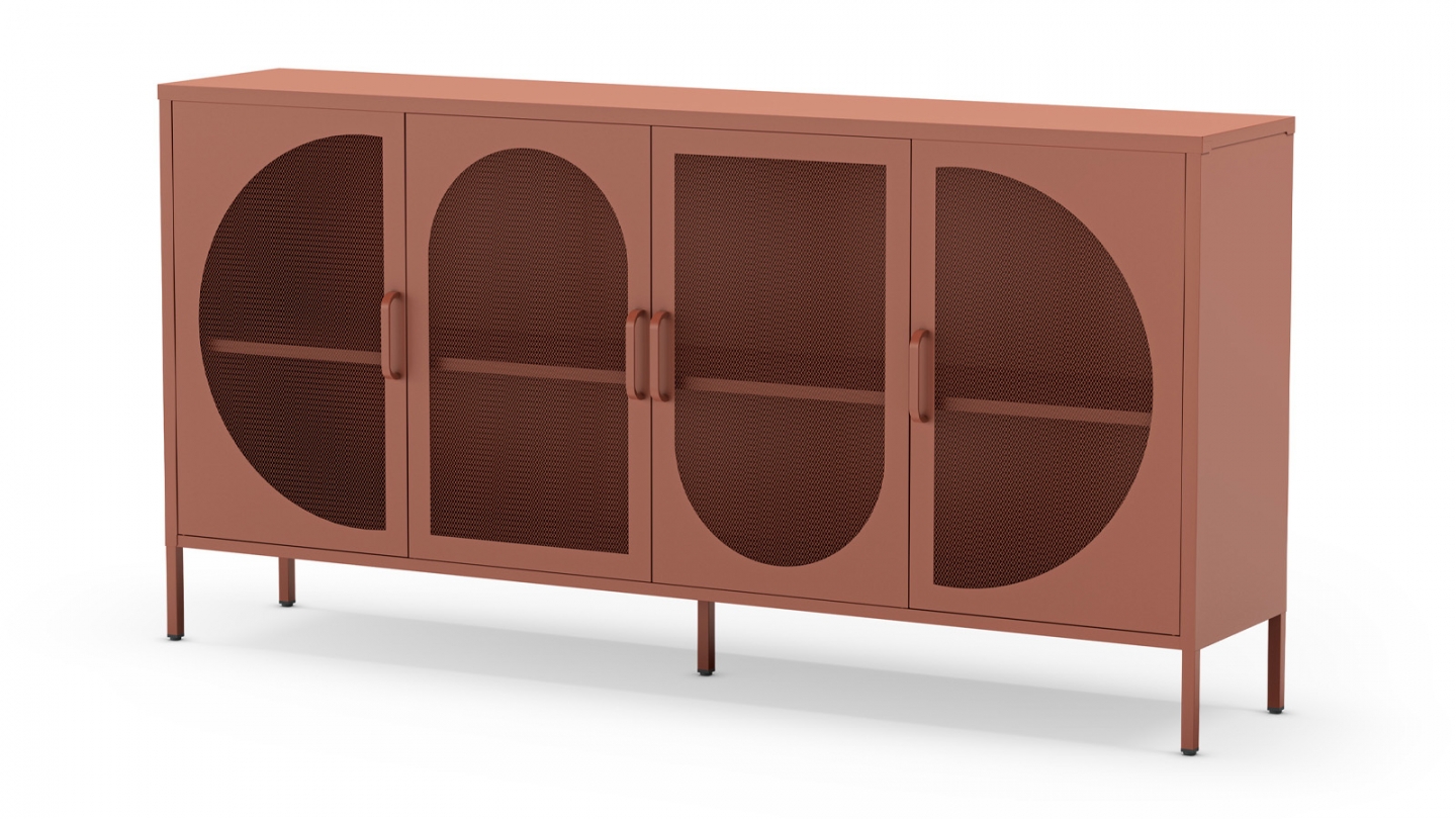 Buffet 4 portes en métal terracotta 160 cm - Inoa