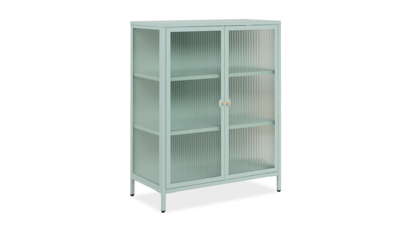 Buffet haut 2 portes vitrées vert menthe - Mick