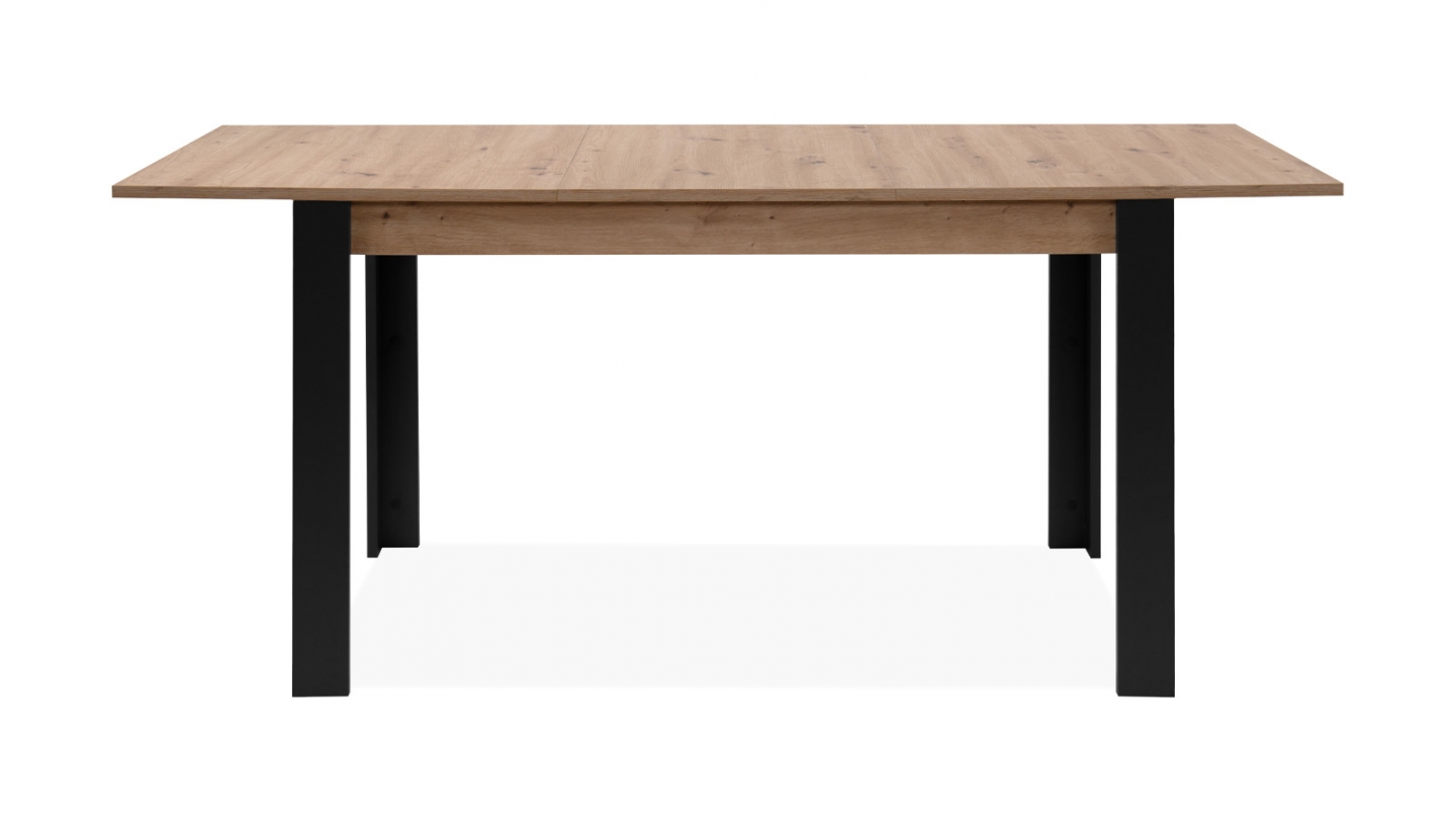 Table à manger extensible noir et effet chêne 4 à 6 personnes 100/150 cm - Ted Table à manger extensible noir et effet chêne 4 à 6 personnes 100/150 cm - Ted