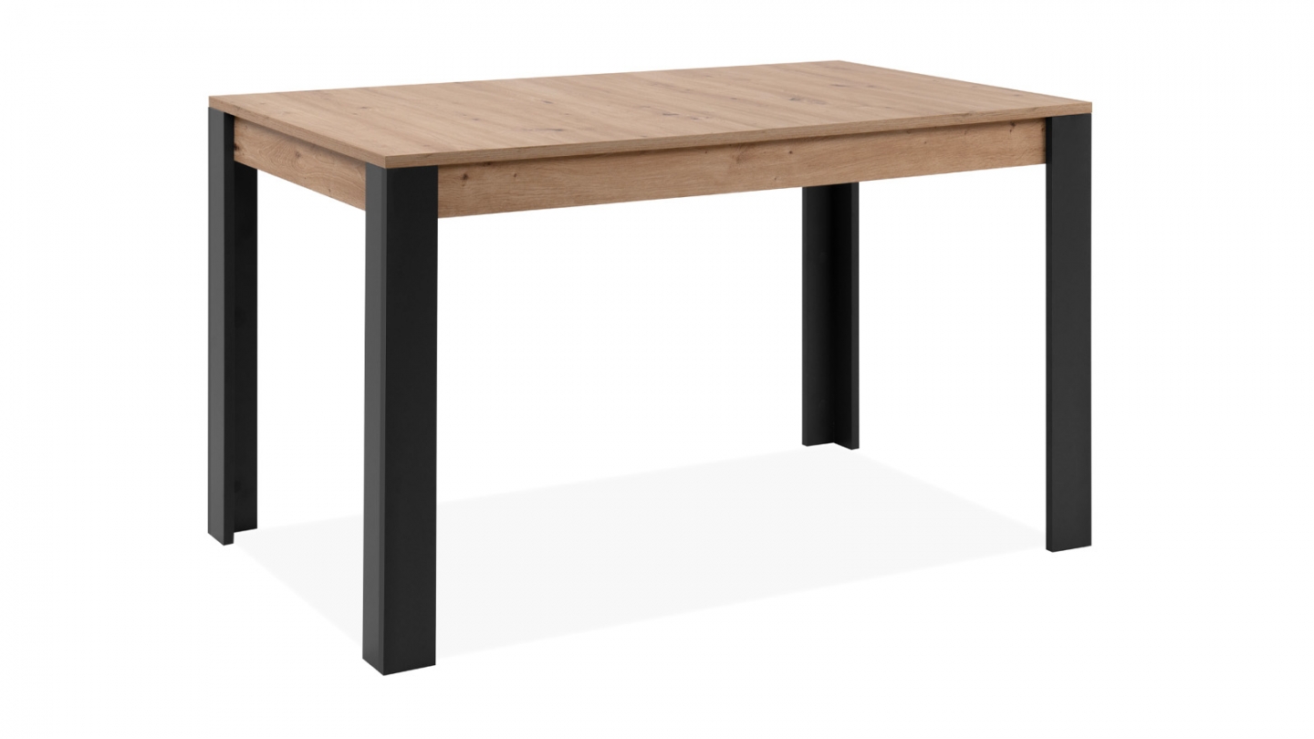 Table à manger extensible noir et effet chêne 4 à 6 personnes 100/150 cm - Ted Table à manger extensible noir et effet chêne 4 à 6 personnes 100/150 cm - Ted