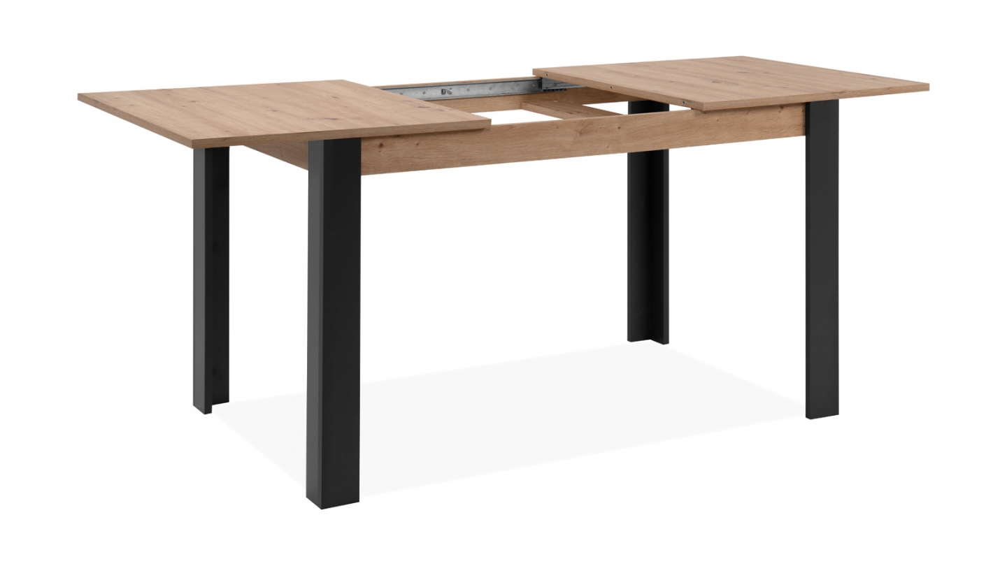 Table à manger extensible noir et effet chêne 4 à 6 personnes 100/150 cm - Ted Table à manger extensible noir et effet chêne 4 à 6 personnes 100/150 cm - Ted