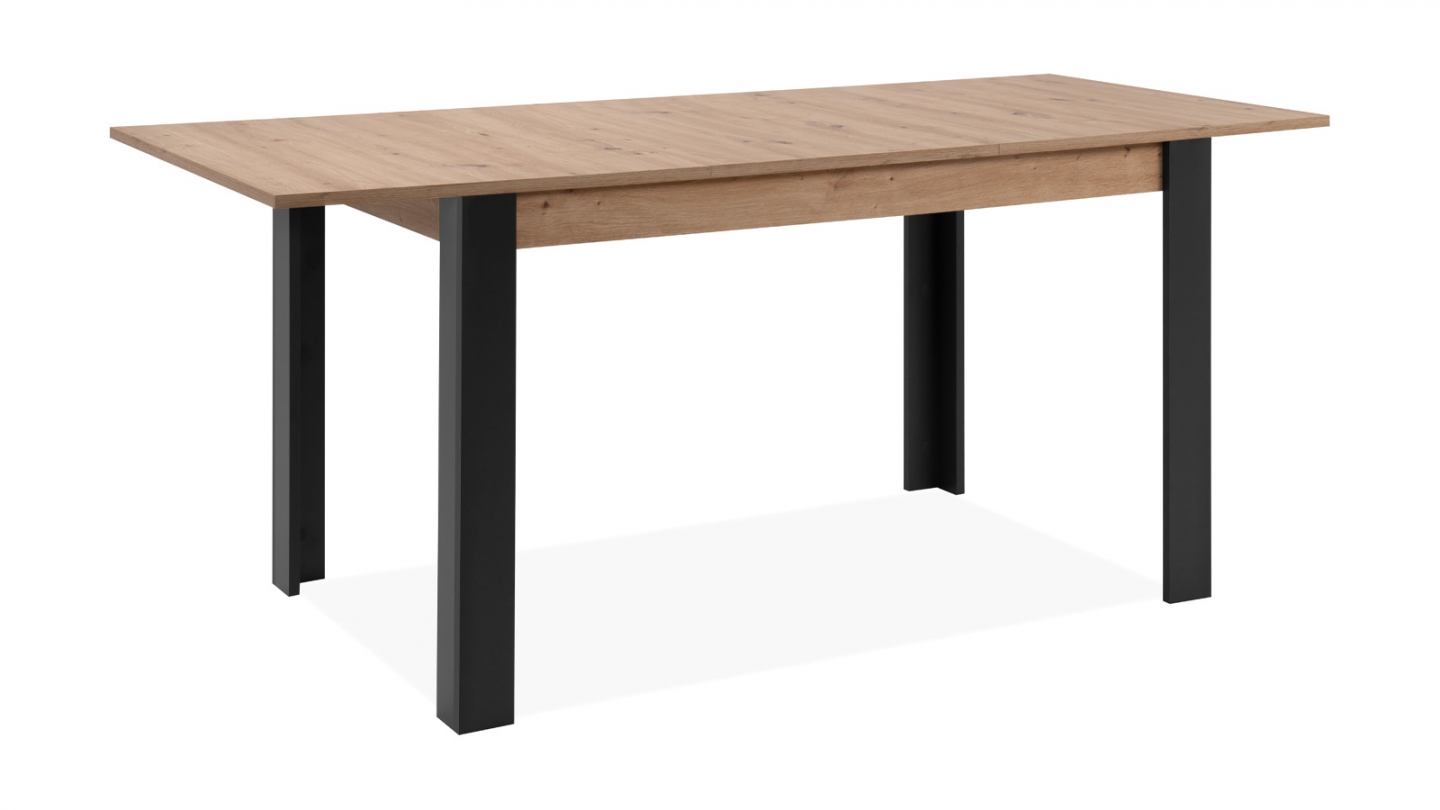 Table à manger extensible noir et effet chêne 4 à 6 personnes 100/150 cm - Ted Table à manger extensible noir et effet chêne 4 à 6 personnes 100/150 cm - Ted
