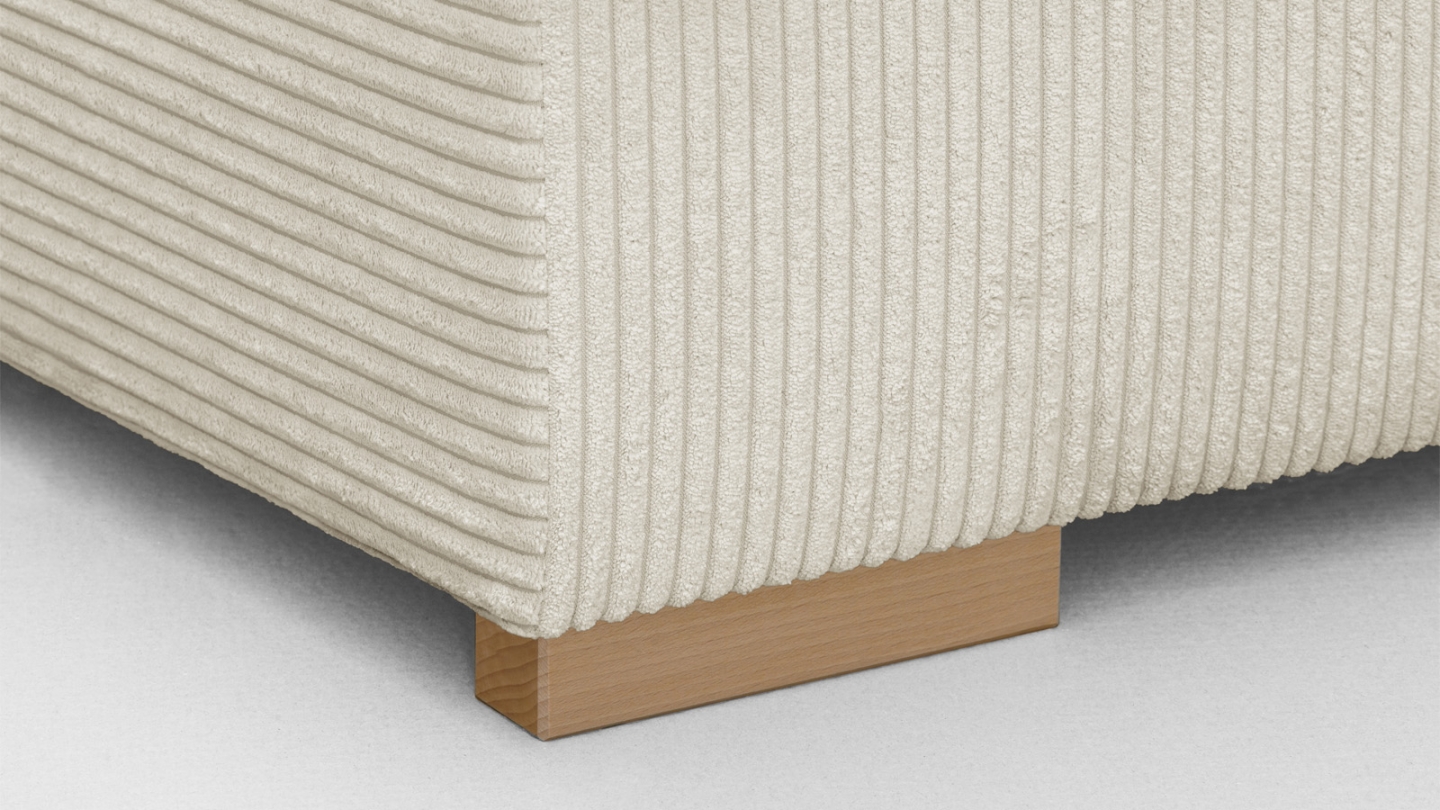 Canapé d'angle à gauche convertible 3/4 places en velours côtelé beige - Nyssa
