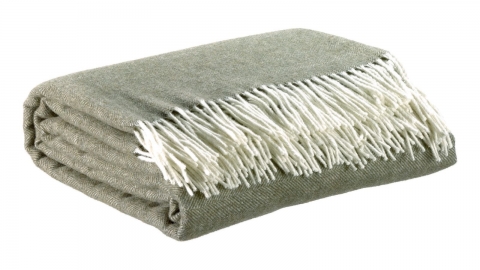 Plaid en laine vert olive 130 x 190 - Carina