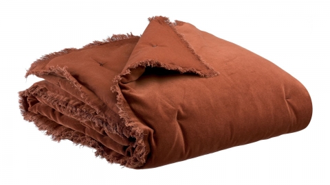 Plaid en velours marron caramel 135 x 200 cm - Fara