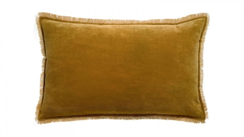 Coussin à frange en velours bronze 40 x 65 cm - Fara