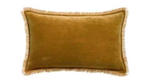 Coussin à frange en velours bronze 30 x 50 cm - Fara