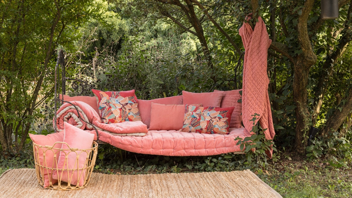 Coussin en velours orange pêche 40 x 65 cm - Elise
