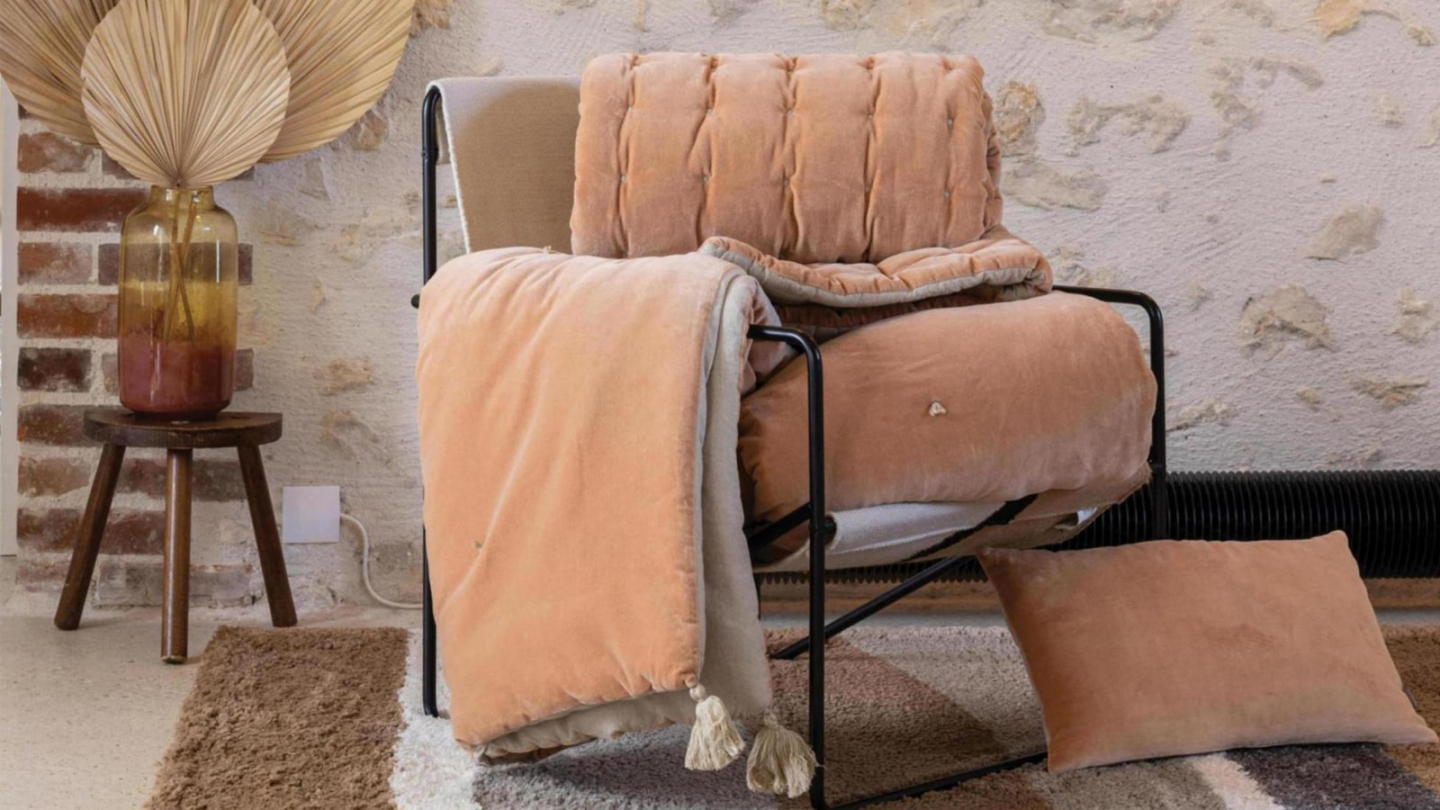 Coussin en velours rose épice 40 x 65 cm - Elise