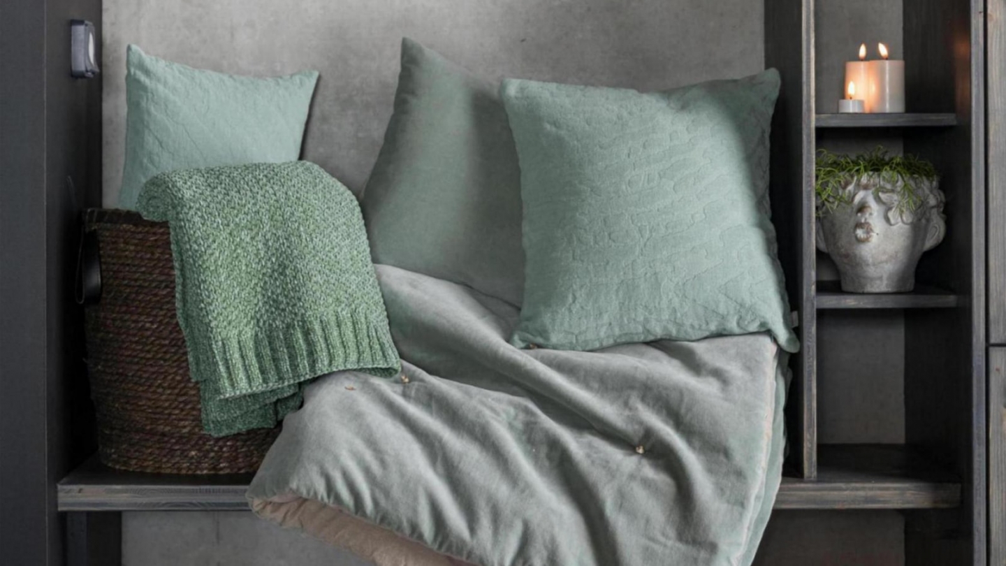Coussin en velours vert opaline 45 x 45 cm - Elise