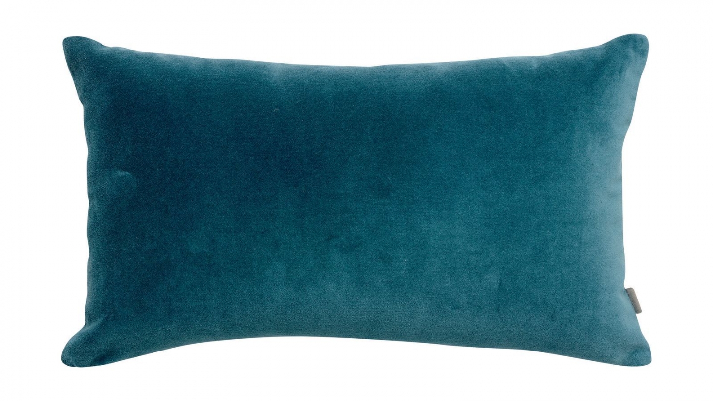Coussin en velours bleu riviera 30 x 50 cm - Elise