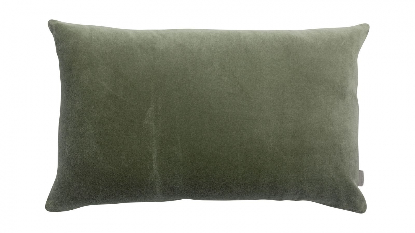 Coussin en velours vert de gris 30 x 50 cm - Elise