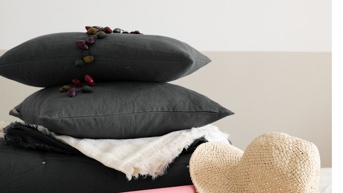Coussin lin et coton gris tonnerre 40 x 65 cm - Zeff