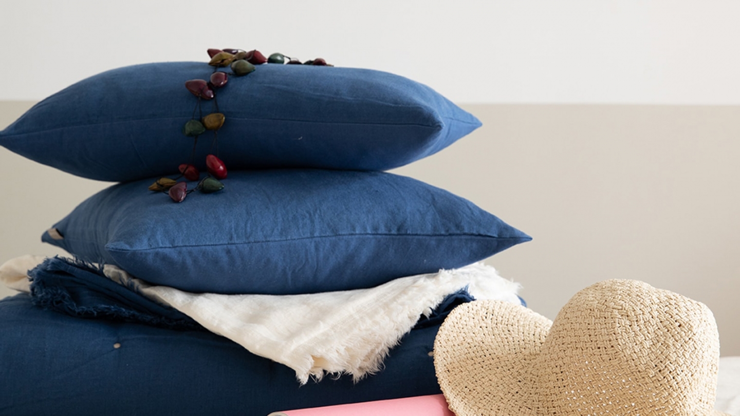 Coussin lin et coton bleu touareg 40 x 65 cm - Zeff
