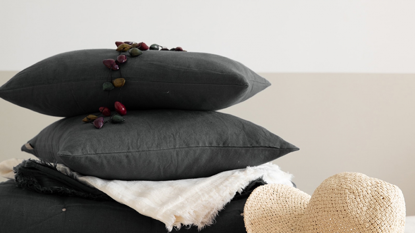 Coussin lin et coton gris tonnerre 45 x 45 cm - Zeff