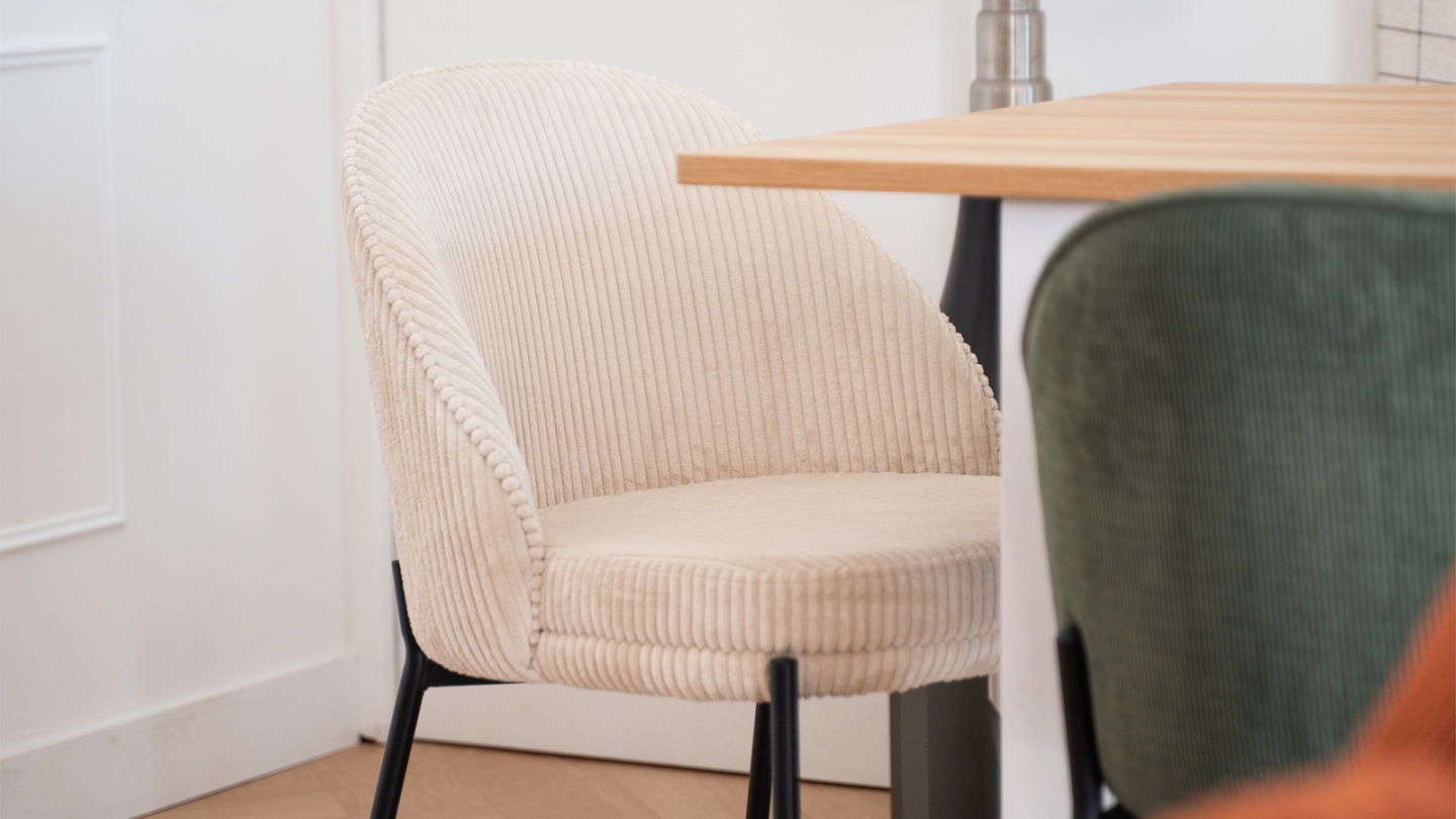 Lot de 2 chaises en velours côtelé beige - Cloé
