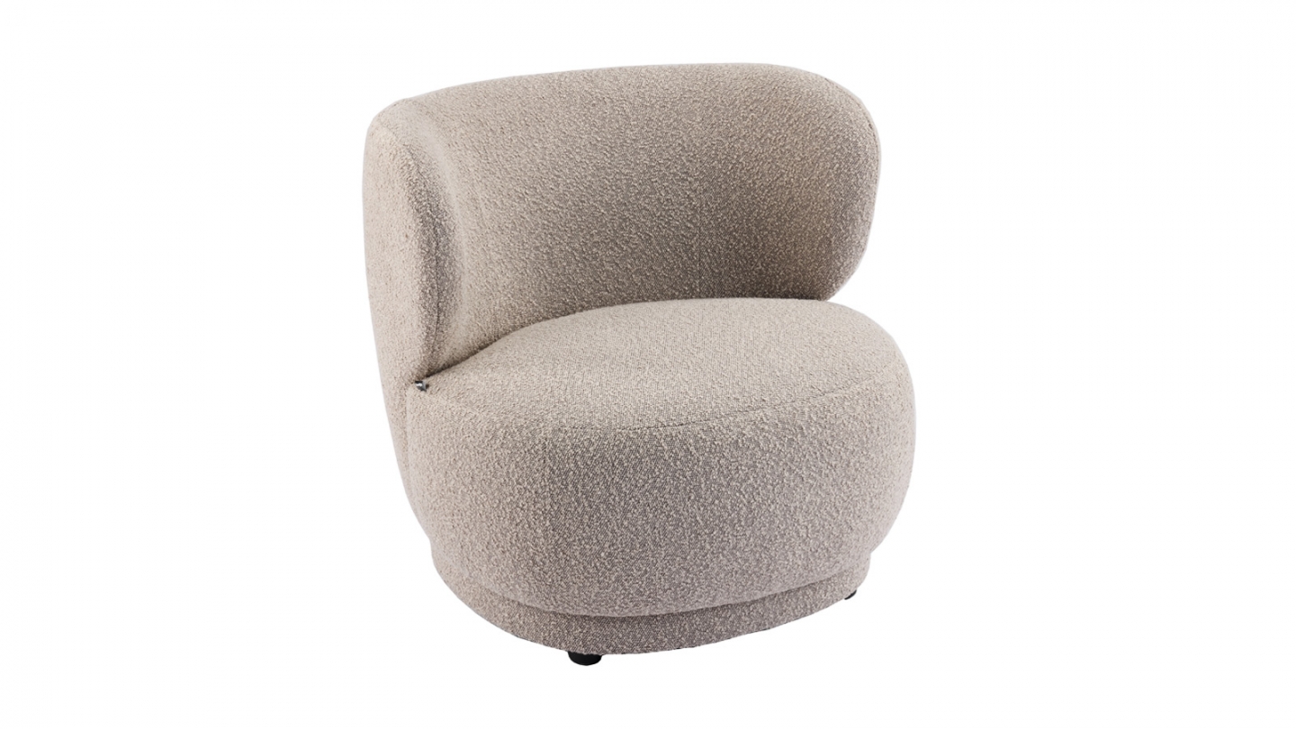 Fauteuil en tissu bouclette taupe - Ester