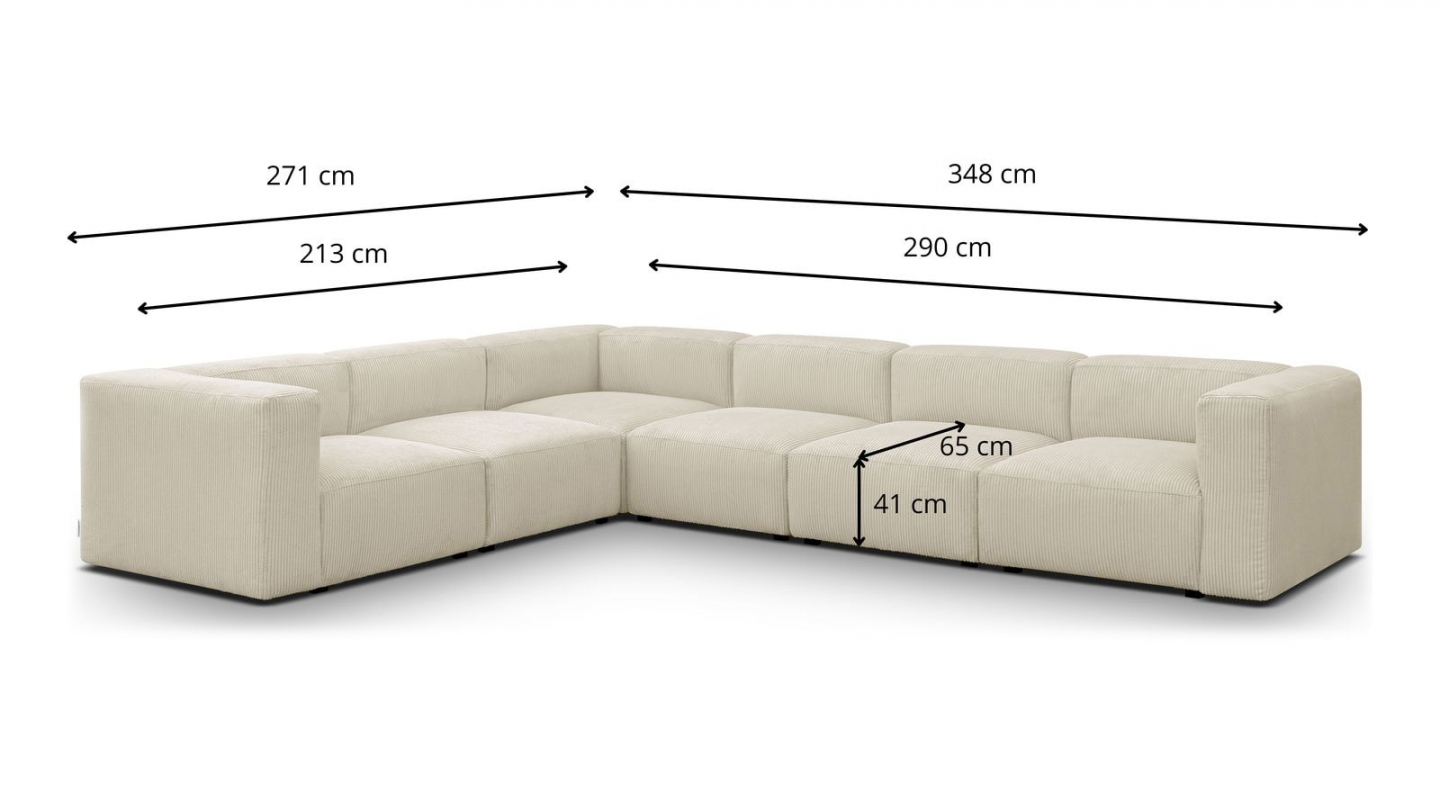 Canapé d'angle modulable réversible 8 places en velours côtelé beige - Modulo