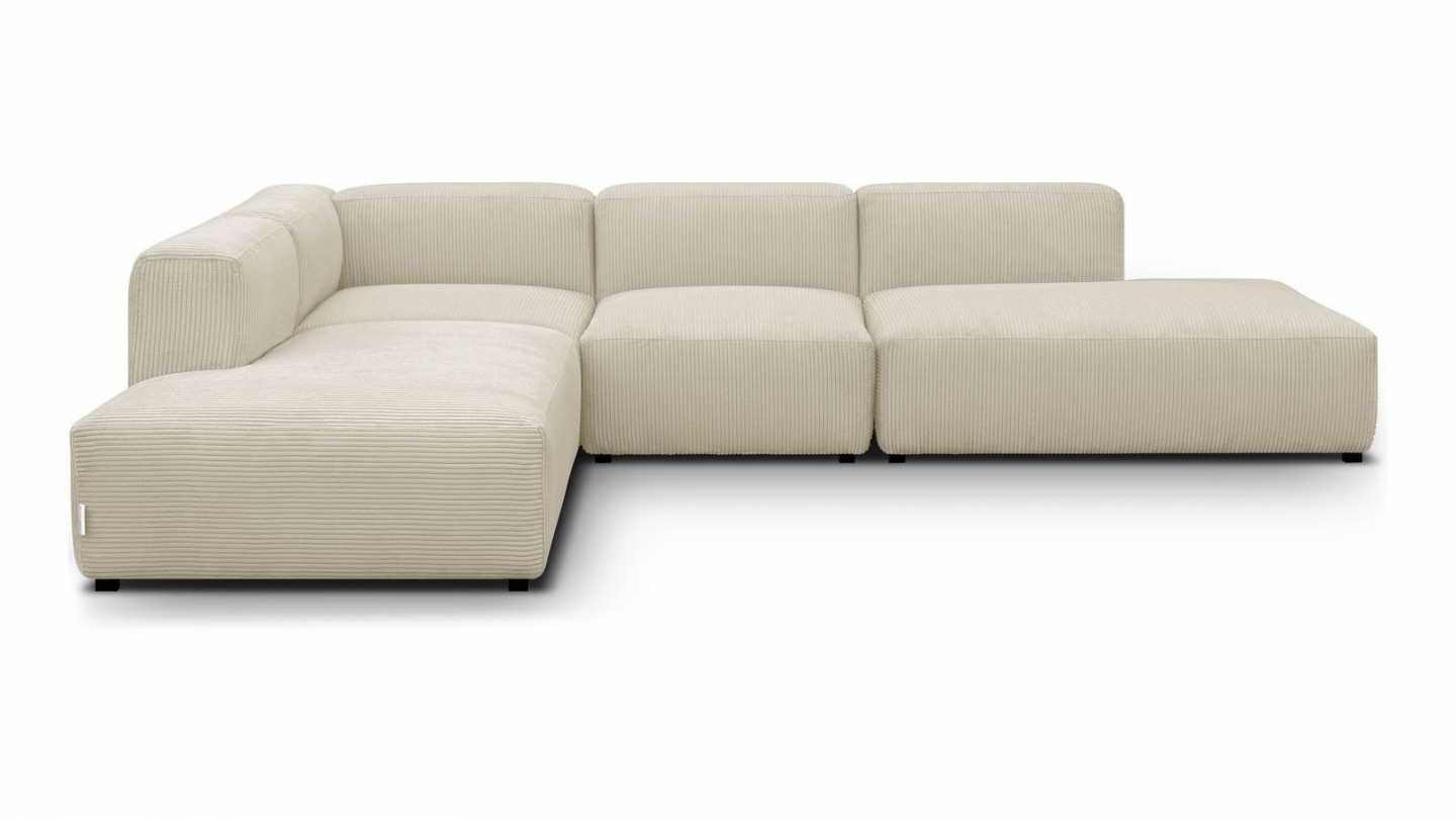 Canapé d'angle modulable réversible 7 places en velours côtelé beige - Modulo