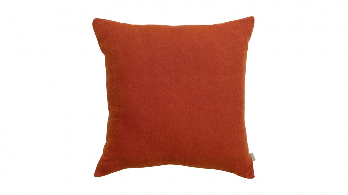 Coussin lin et coton orange rooibos 45 x 45 cm - Zeff