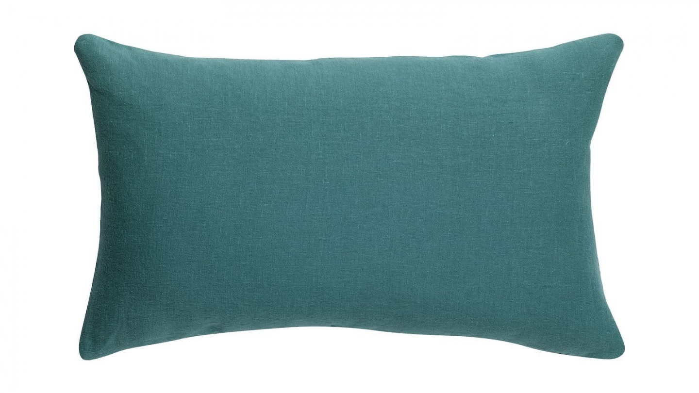 Coussin lin et coton bleu Prusse 30 x 50 cm - Zeff