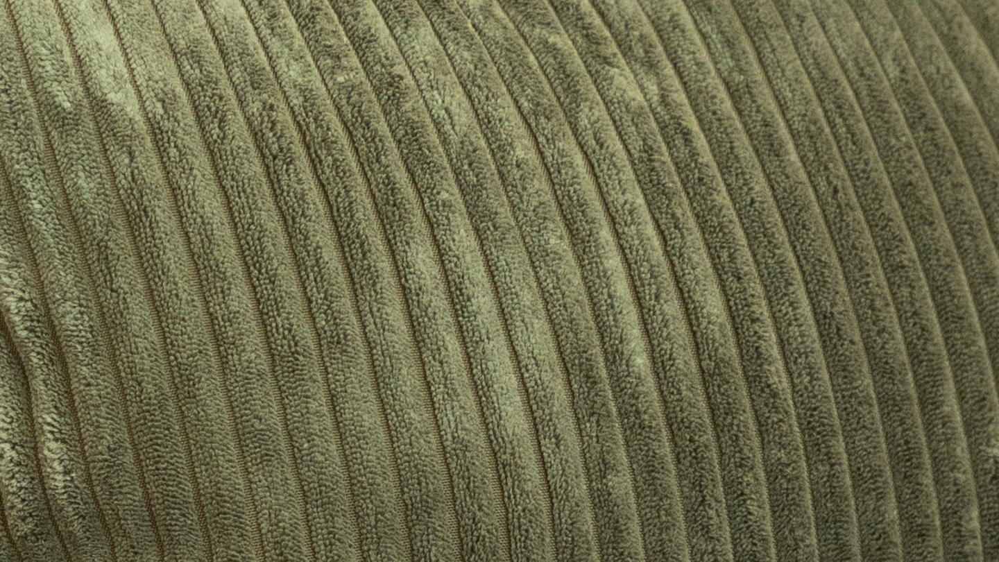 Pouf / repose-pieds modulable en velours côtelé vert kaki - Modulo