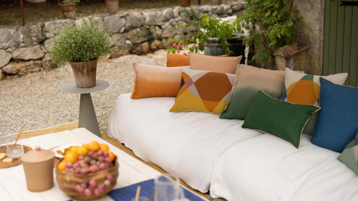 Coussin en lin effet dégradé cuivre orange 40 x 65 cm - Zeff Shade
