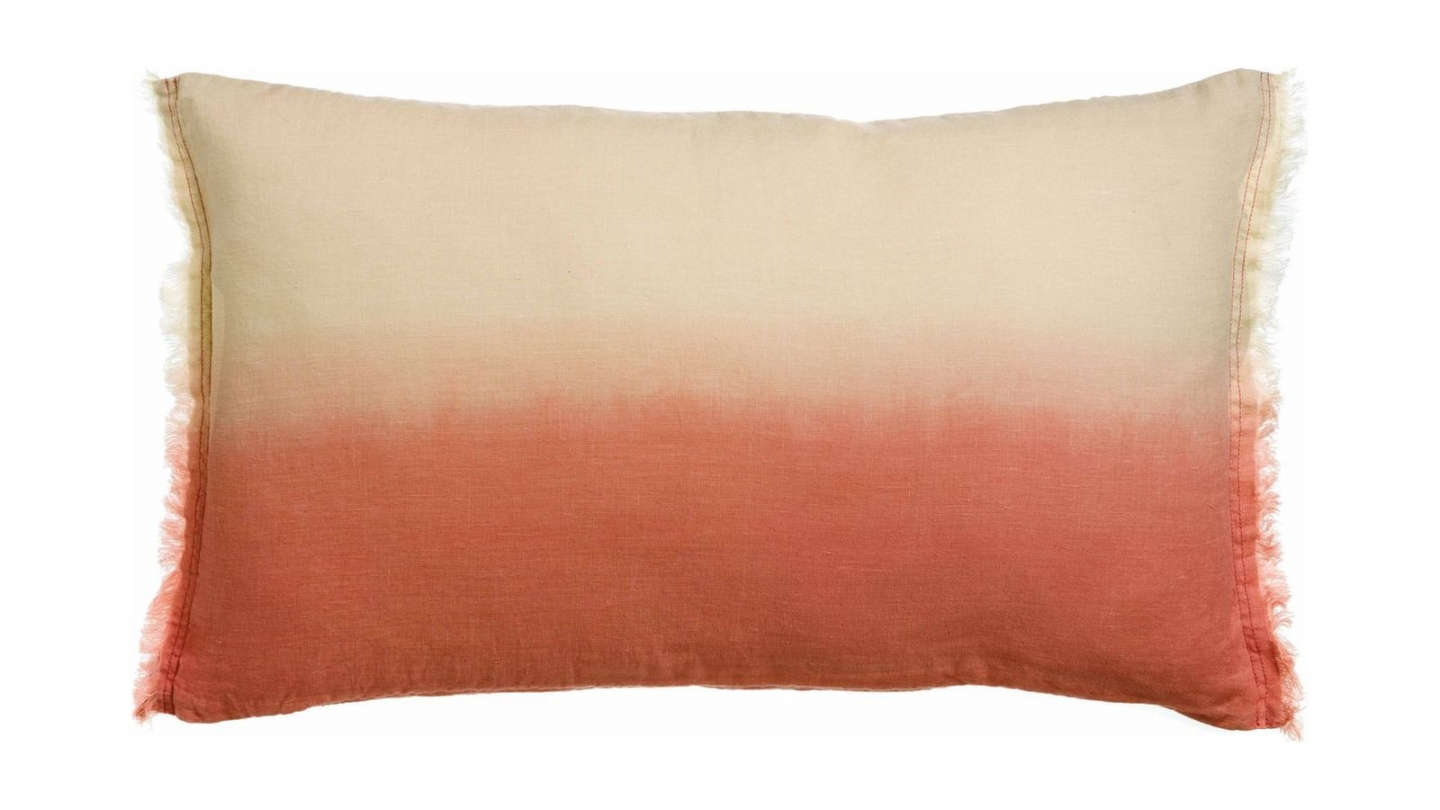 Coussin en lin effet dégradé orange pêche 40 x 65 cm - Zeff Shade