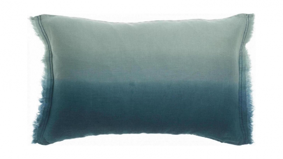 Coussin en lin effet dégradé bleu indigo 30 x 50 cm - Zeff Shade