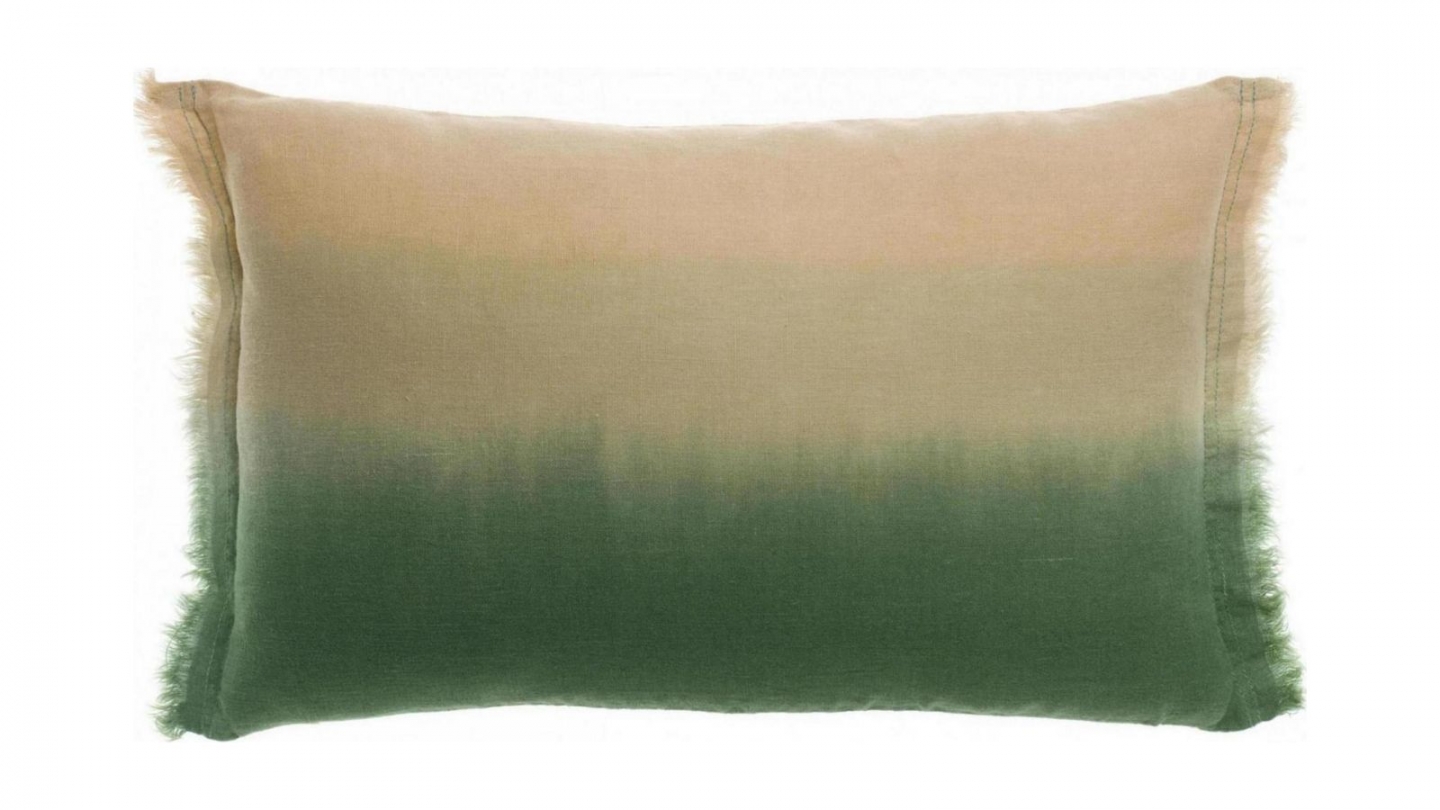 Coussin en lin effet dégradé vert épicéa 30 x 50 cm - Zeff Shade