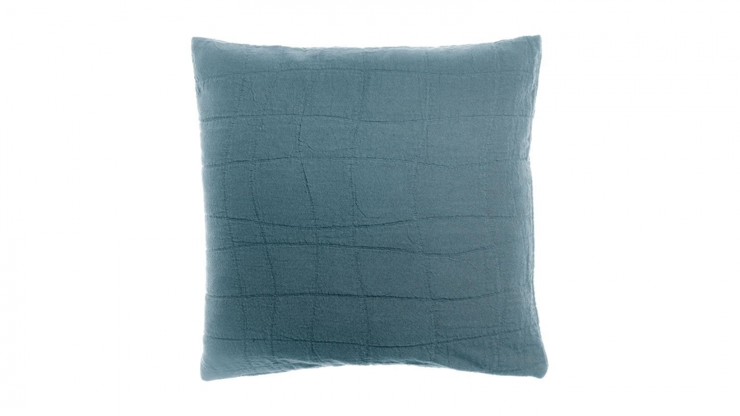 Coussin en coton bleu acier 45 x 45 cm - Titou