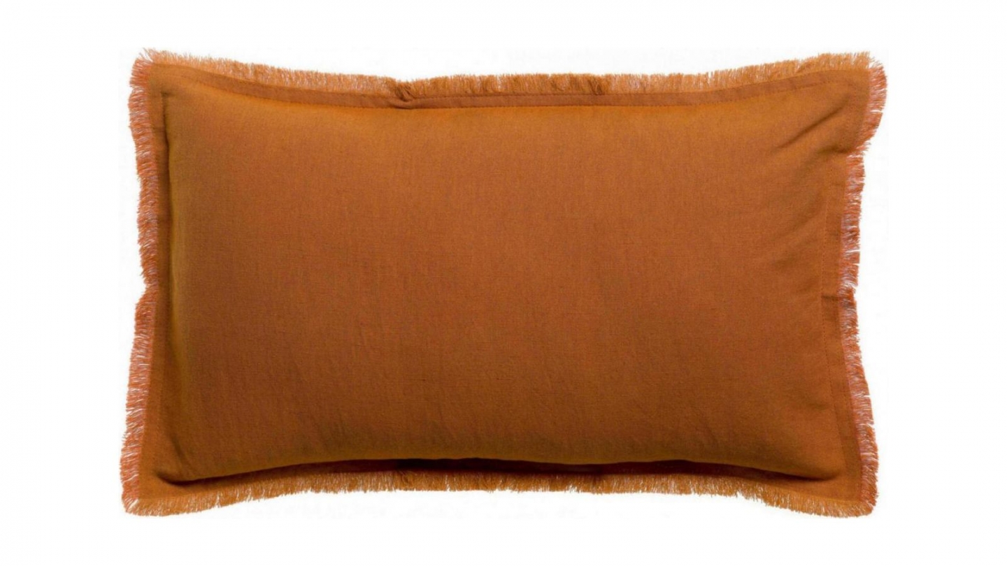 Coussin lin et coton cuivre orange 30 x 50 cm - Laly