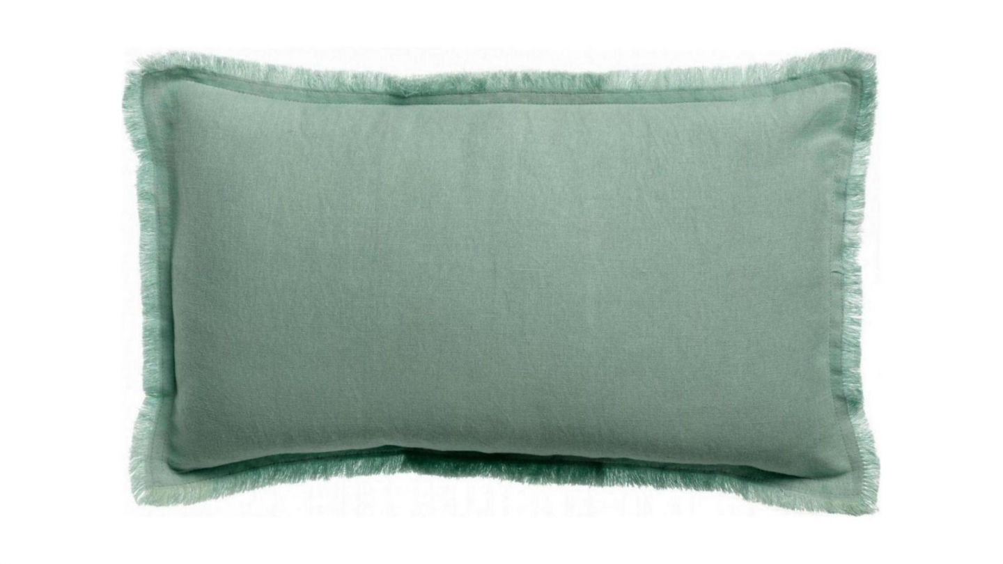 Coussin lin et coton vert opaline 30 x 50 cm - Laly