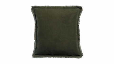 Coussin lin et coton vert olive 45 x 45 cm - Laly